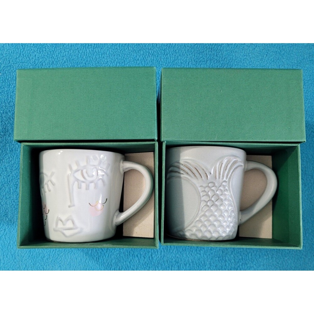 Starbucks 2016 Lot 2 Demitasse 3oz Coffee Mugs Winking Siren And Siren Tail NIB